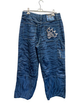 Blue Tiger Embroidered Denim Blue