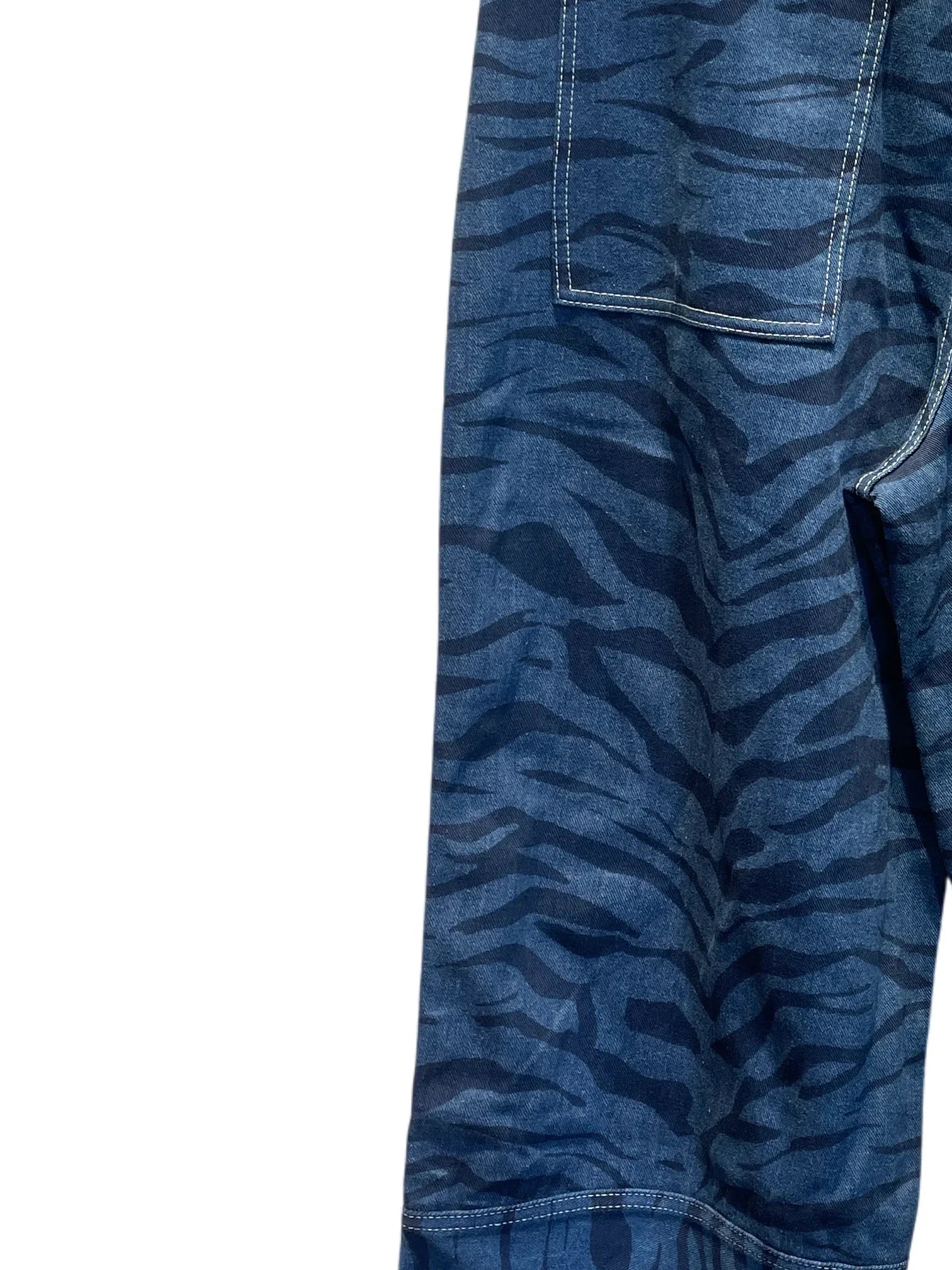 Blue Tiger Embroidered Denim Blue