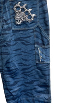 Blue Tiger Embroidered Denim Blue