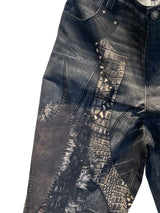 Cross-patched denim shorts Black