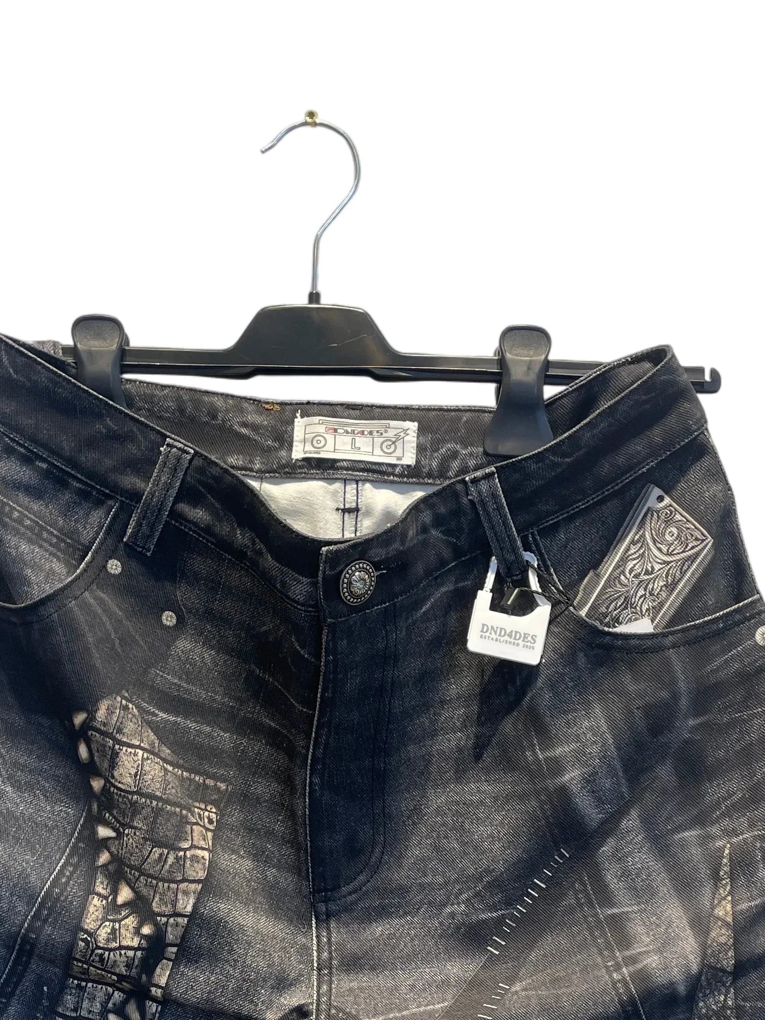 Cross-patched denim shorts Black