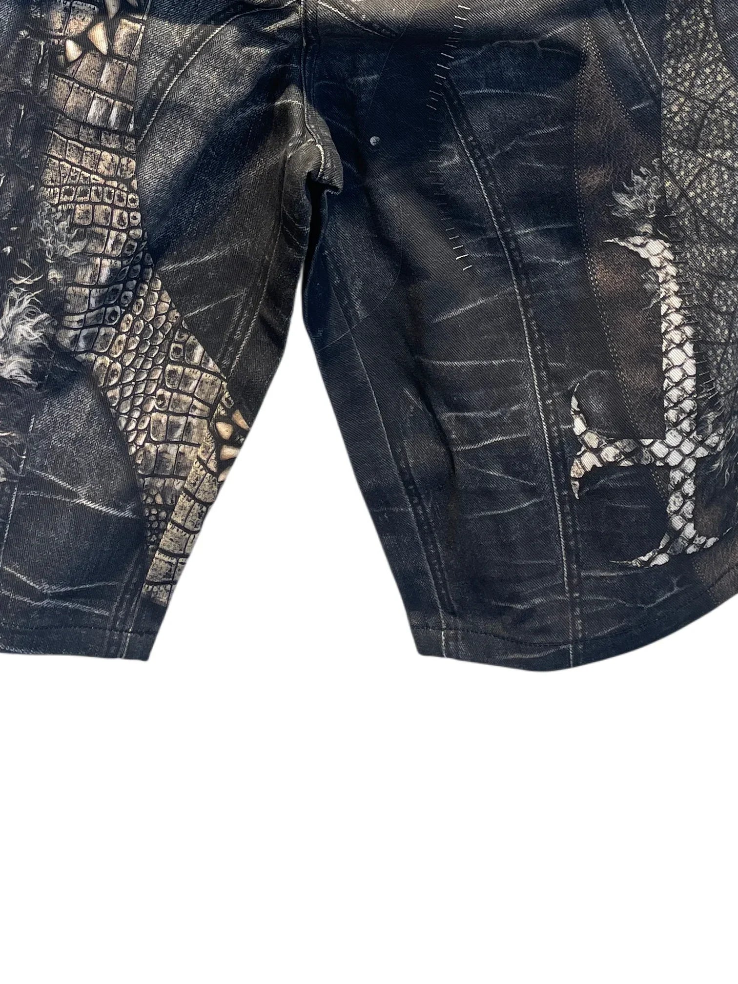 Cross-patched denim shorts Black