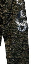 Dragon embroidered camouflage trousers Black