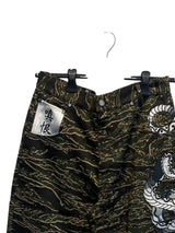 Dragon embroidered camouflage trousers Black