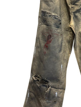 RIOT Cream Dirty Dyed Distressed Trousers Brown