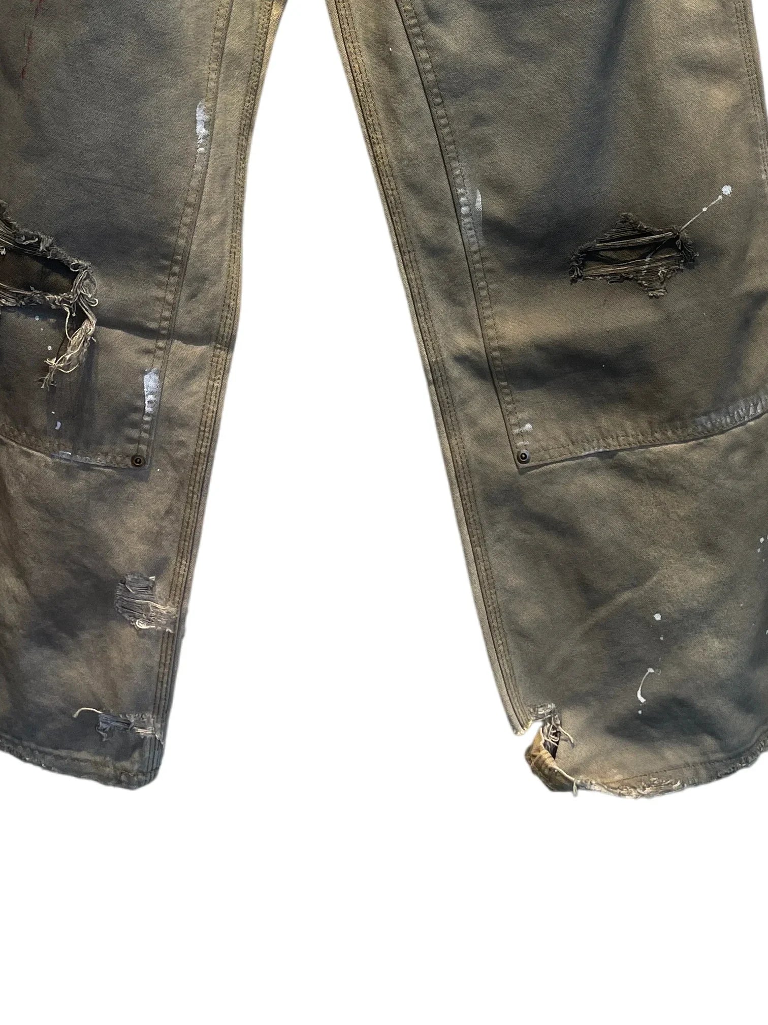 RIOT Cream Dirty Dyed Distressed Trousers Brown