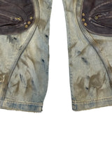 Removable Tactical Patchwork Jeans Brown