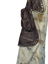 Removable Tactical Patchwork Jeans Brown