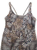 Leather Animal Dress 38 Brown