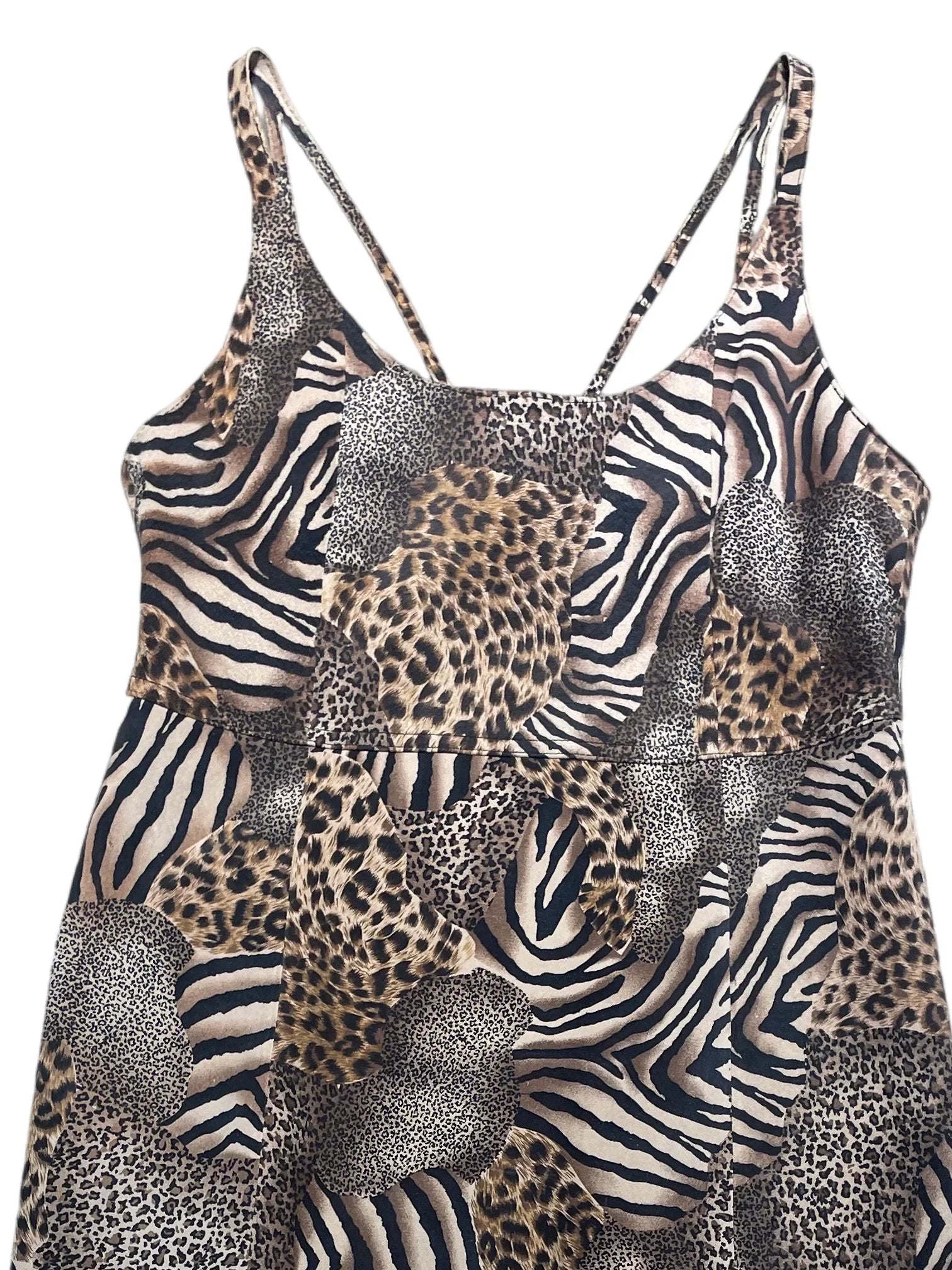 Leather Animal Dress 38 Brown