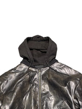 Hooded PU Cotton Jacket M Black