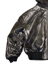 Hooded PU Cotton Jacket M Black