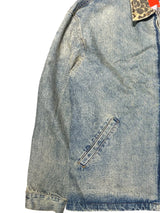 EDGE Leopard Collar Washed Denim jacket L Blue