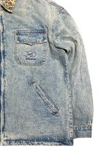 EDGE Leopard Collar Washed Denim jacket L Blue