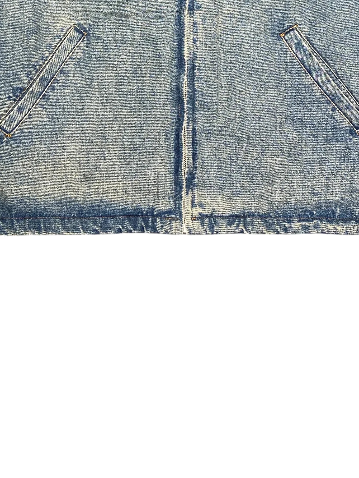 EDGE Leopard Collar Washed Denim jacket L Blue
