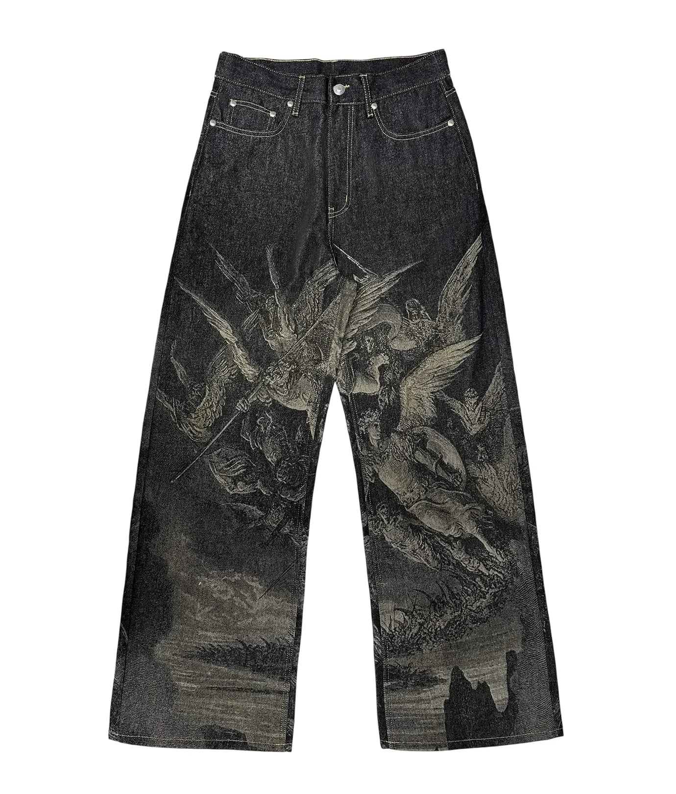 WANNA LAB laser painted denim M Black