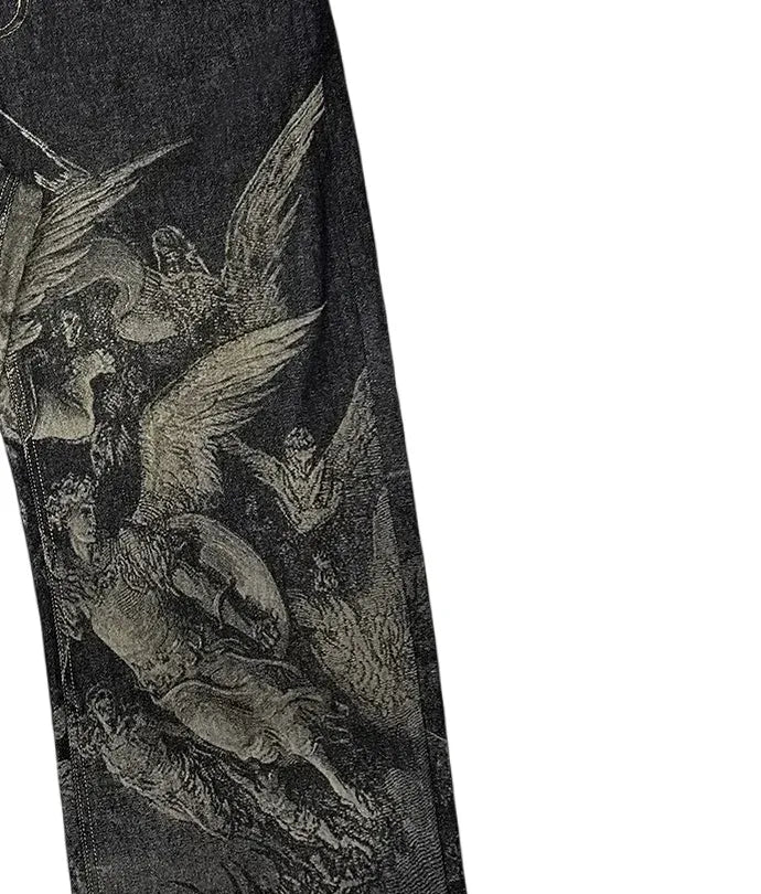 WANNA LAB laser painted denim M Black