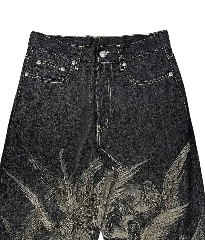 WANNA LAB laser painted denim M Black