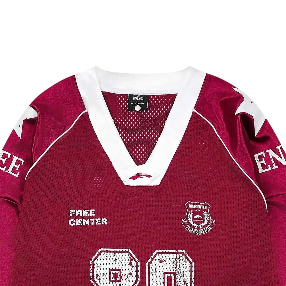 FREE CENTER 80 red white jersey M Red