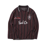 SCO.Co no.13 brown polo striped sweater Brown