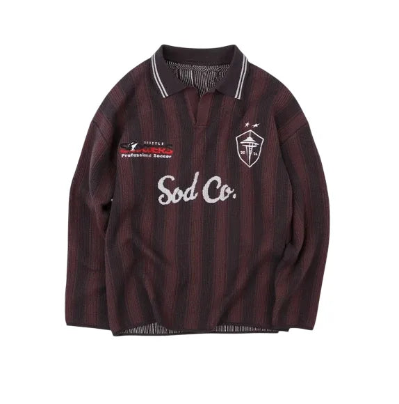 SCO.Co no.13 brown polo striped sweater Brown