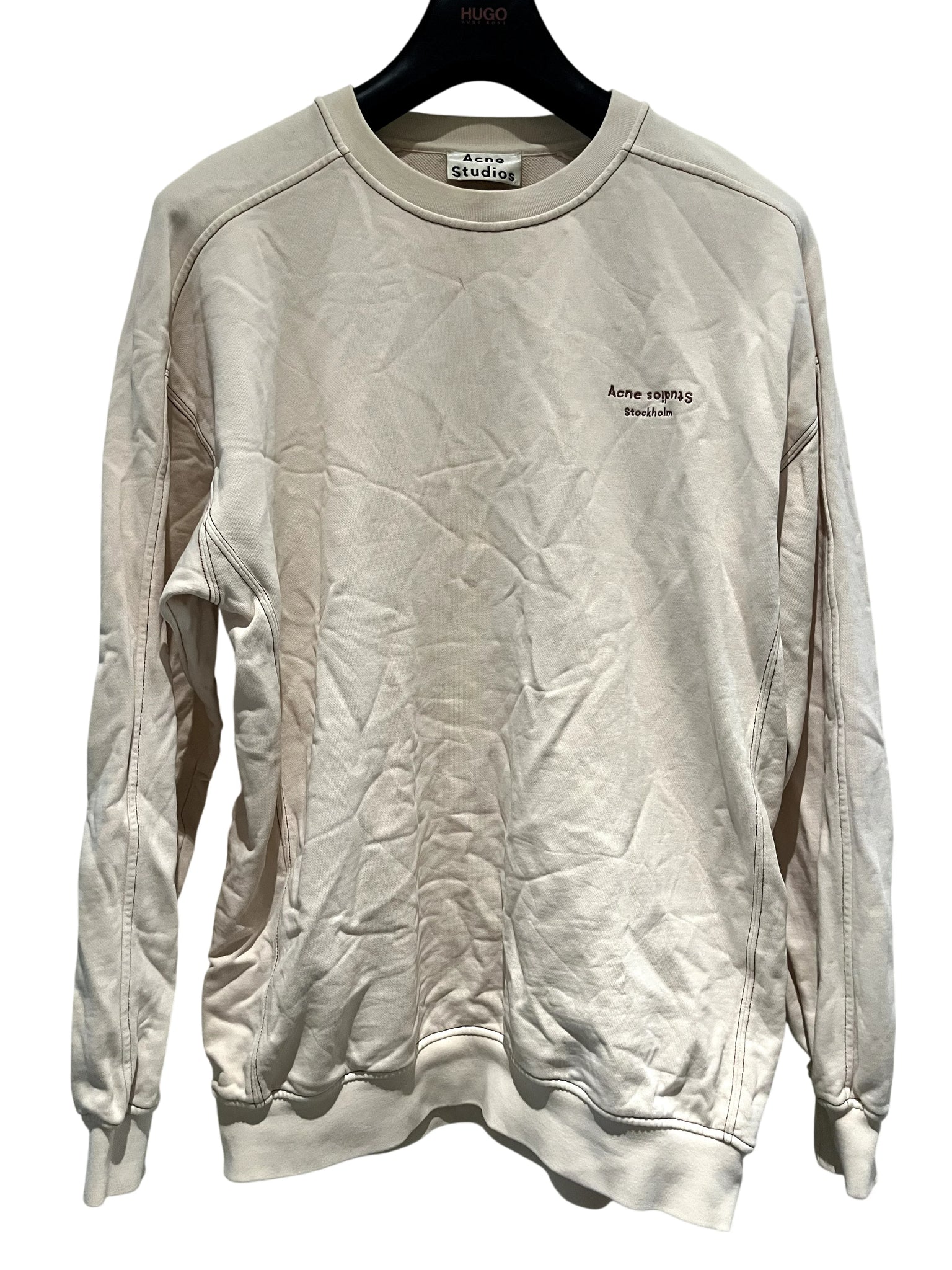 ACNE STUDIO small logo crew neck sweatshirt XXS Beige