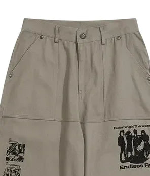 POH brown screen printed trousers Beige