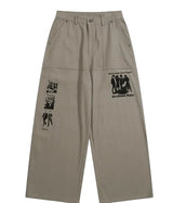 POH brown screen printed trousers Beige
