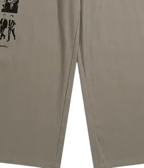 POH brown screen printed trousers Beige