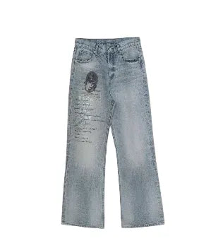 no E mosen washed printed jeans L Blue
