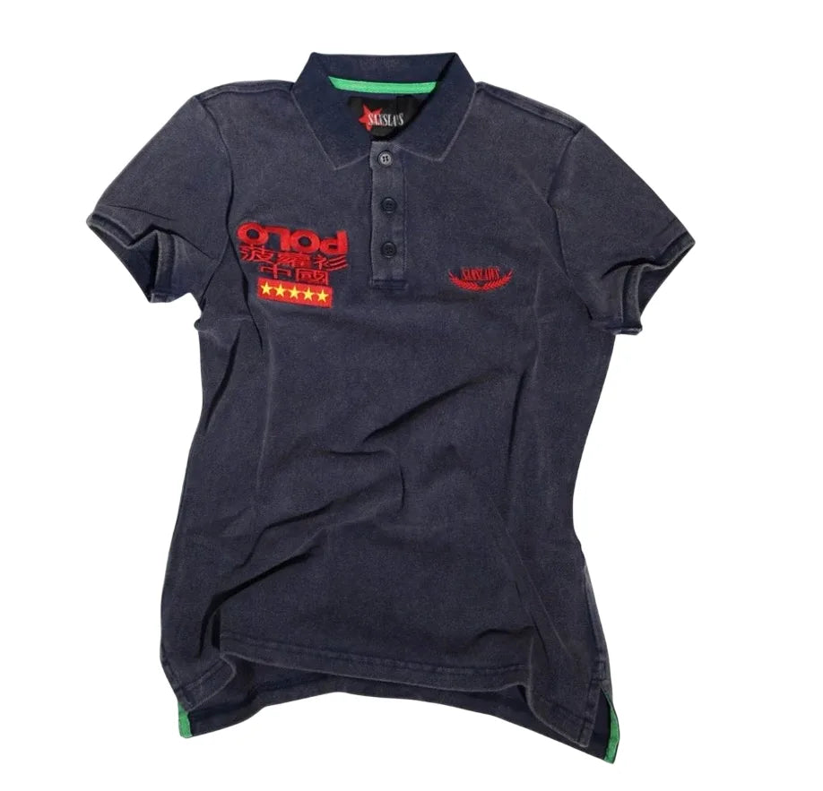 SANSLAWS blue red polo t-shirt M Black
