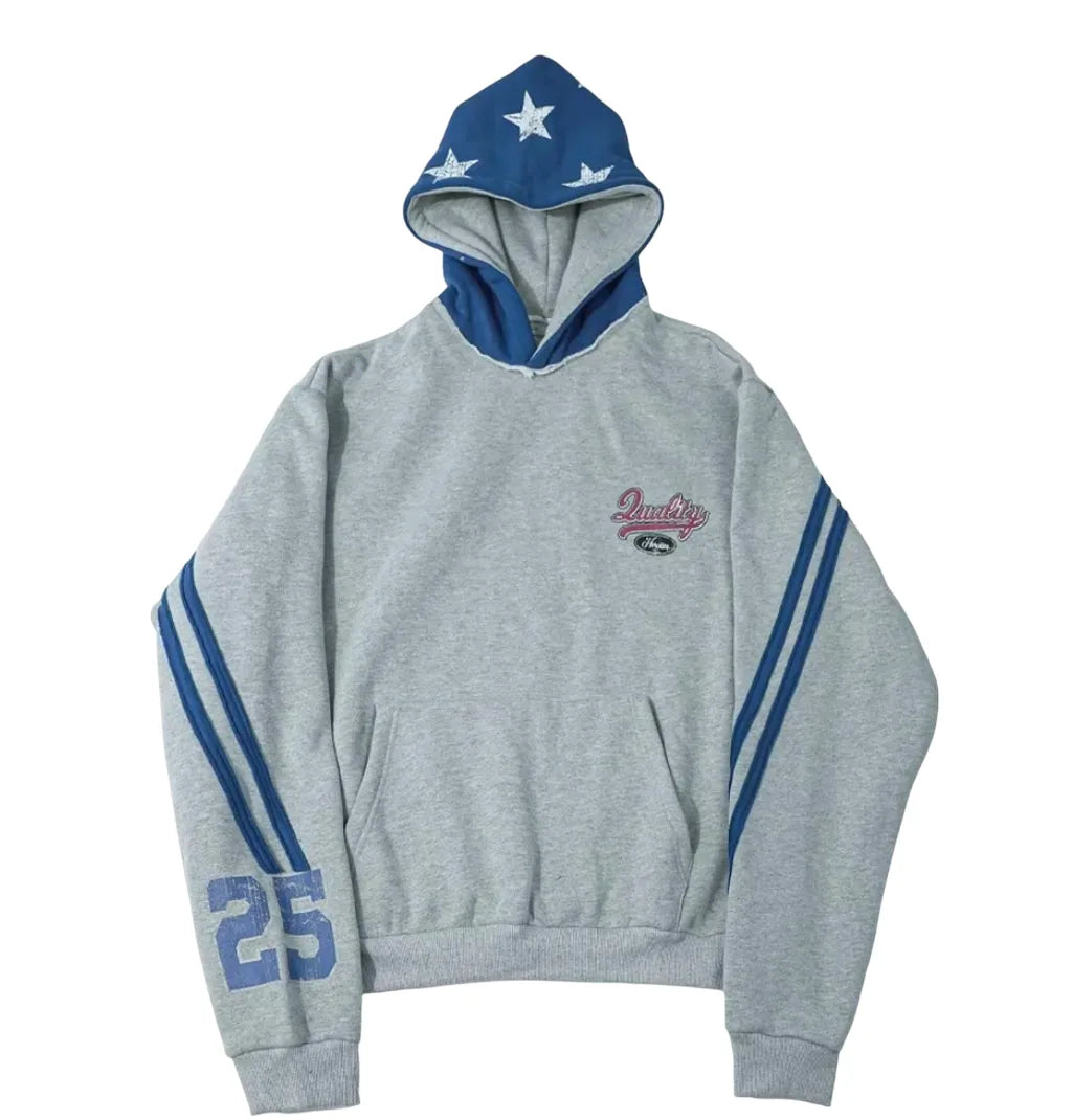 POH gray blue star pattern hoodie Gray