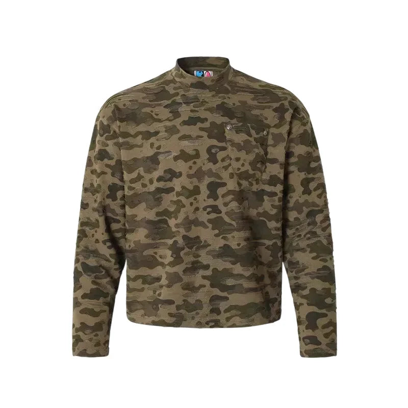 YADcrew camo ripped long sleeve L Green