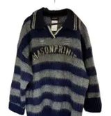 MASON PRINCE blue gray polo sweater S Blue