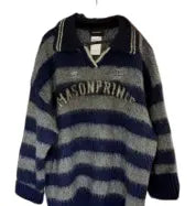 MASON PRINCE blue gray polo sweater S Blue