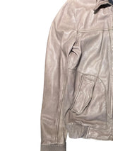 Tigha Leather Bomber Jacket S Brown