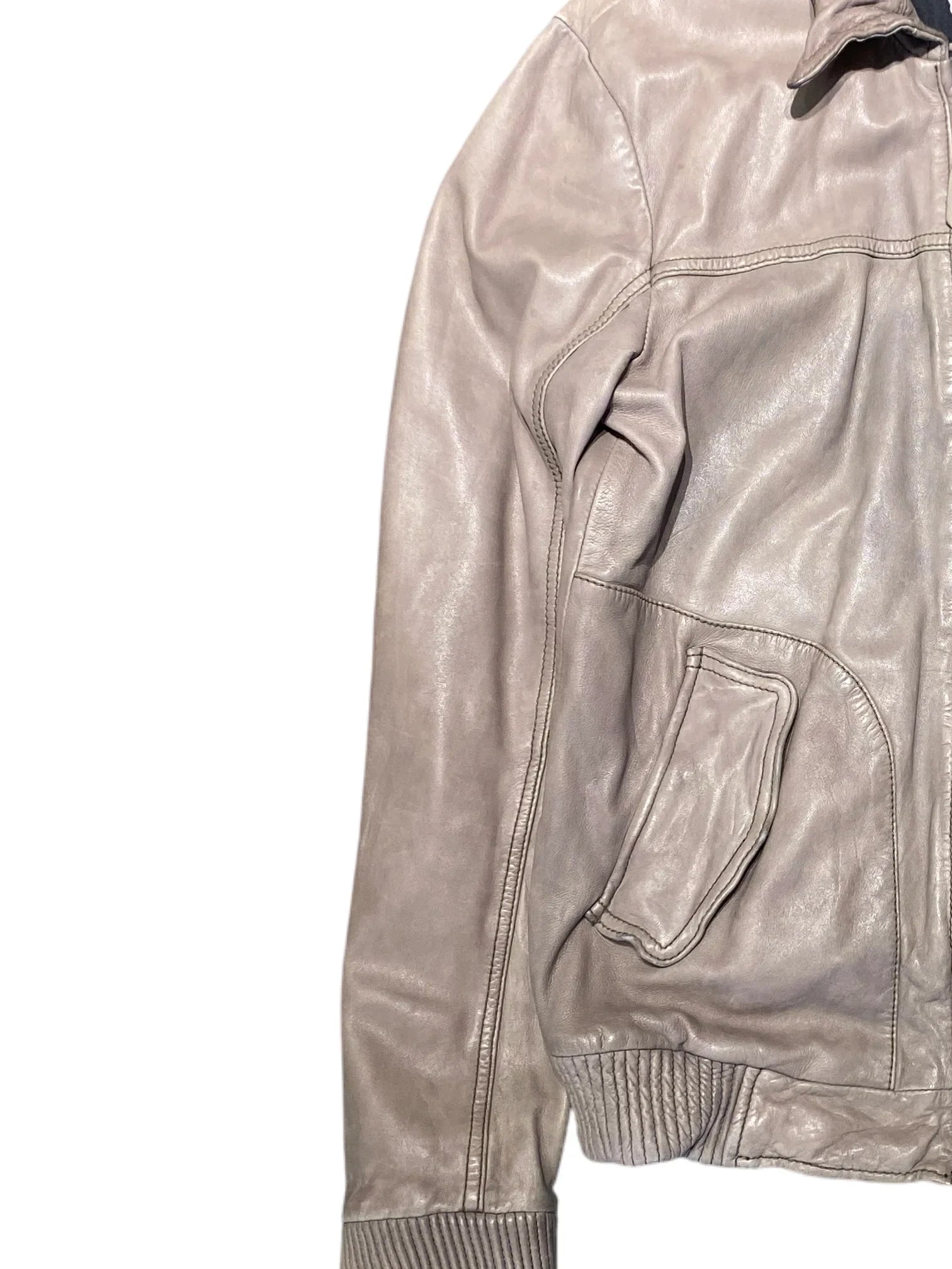 Tigha Leather Bomber Jacket S Brown