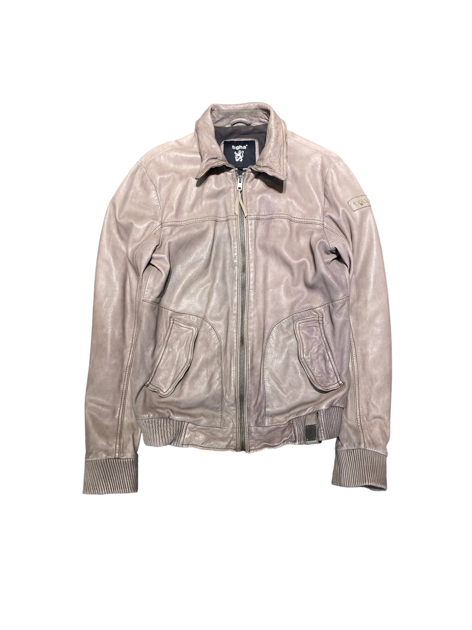 Tigha Leather Bomber Jacket S Brown