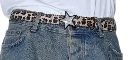 DARKBLUE star leopard belt Brown