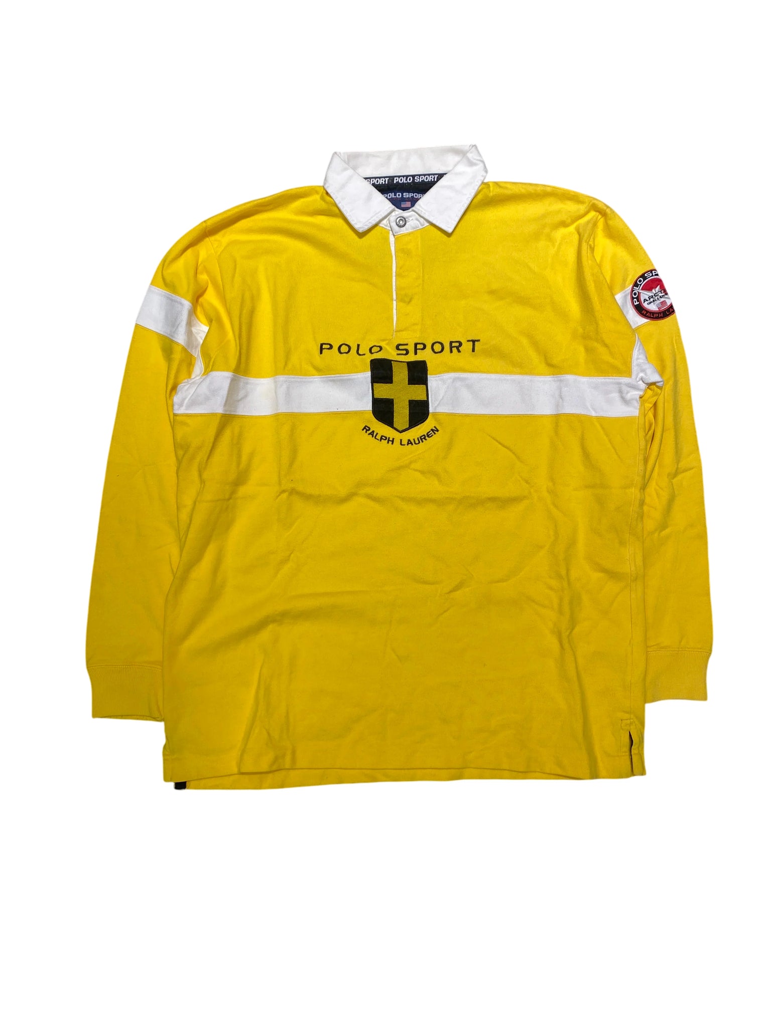 Polo Sport Ralph Lauren Long Sleeve Rugby Shirt L Yellow