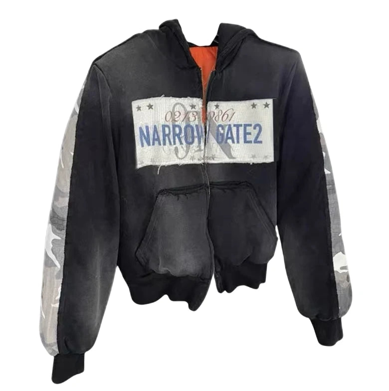 no E Mosen Patch Camo Hoodie/zipped Jacket M Black