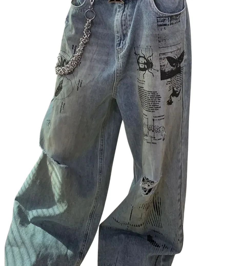 POH Printed Jeans XL Blue