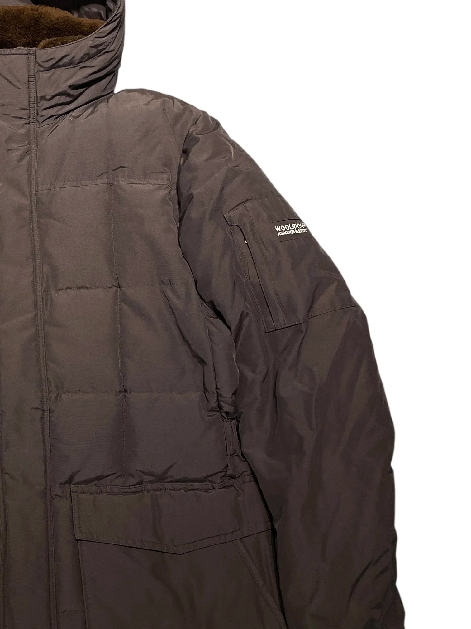 Woolrich Down Puffer Jacket Parka Coat XL Brown