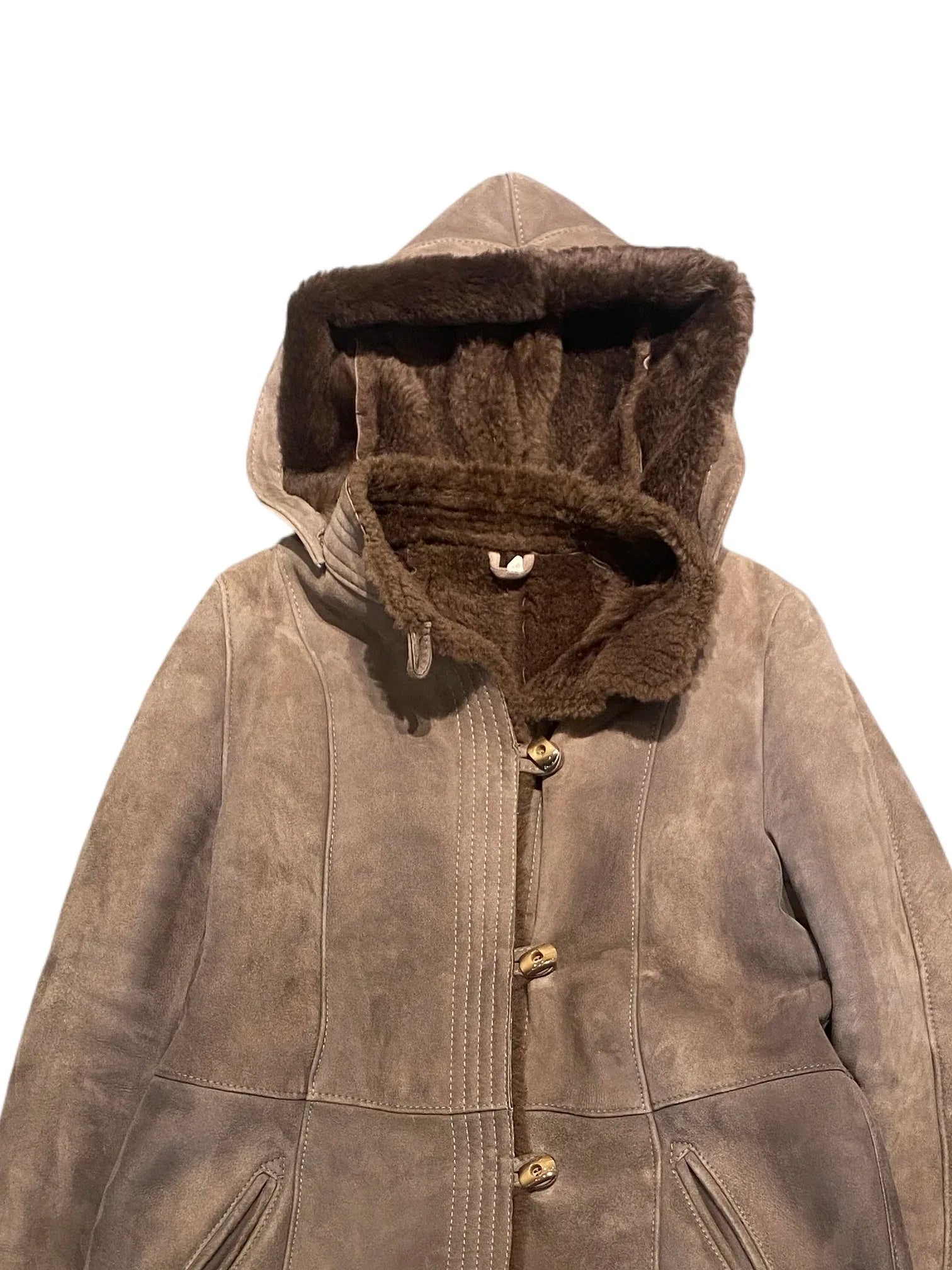 Vintage 80's Shearling Coat 38=S Brown