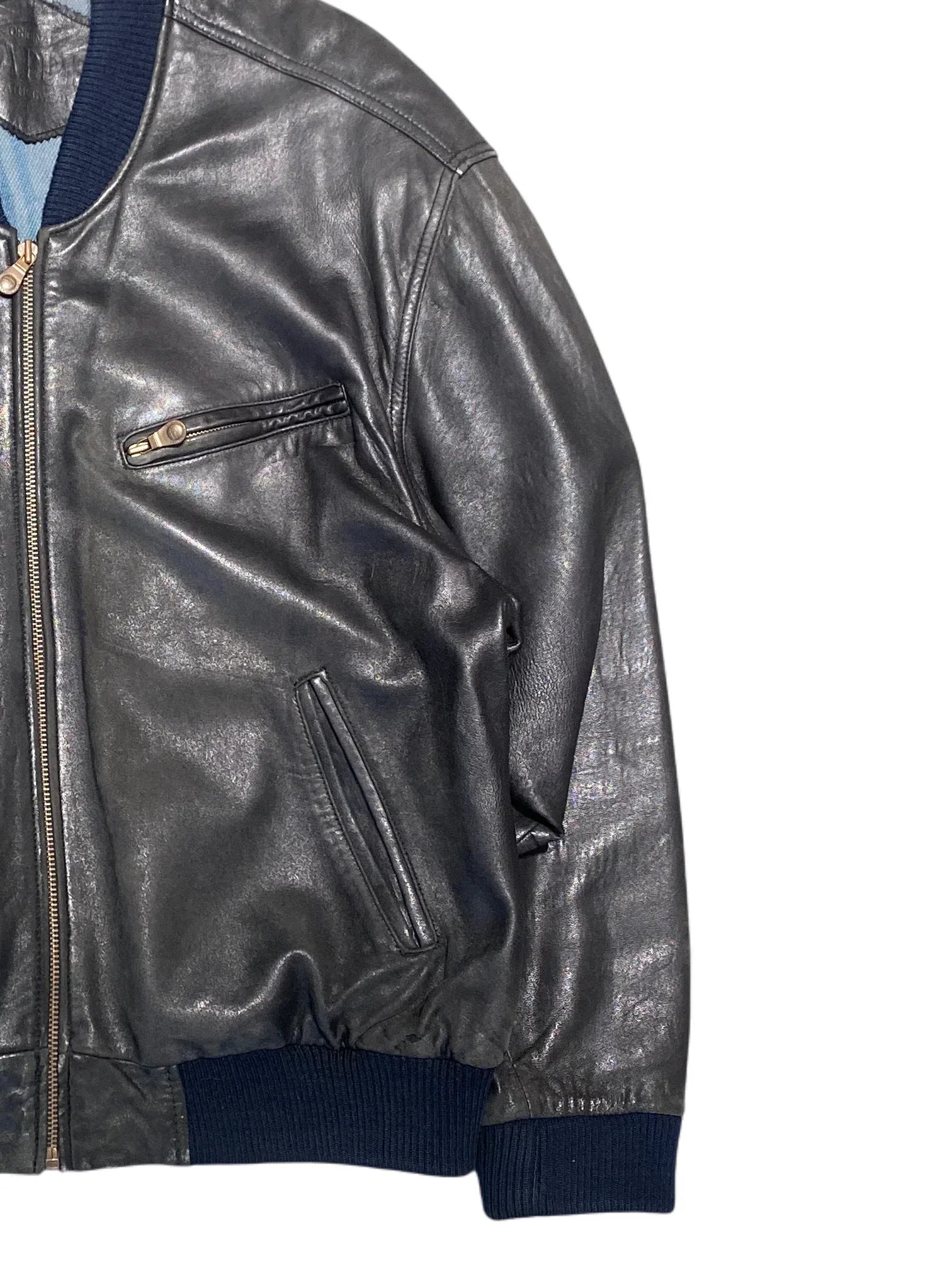 Vintage Leather Bomber Jacket 56=XL Black