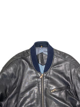 Vintage Leather Bomber Jacket 56=XL Black