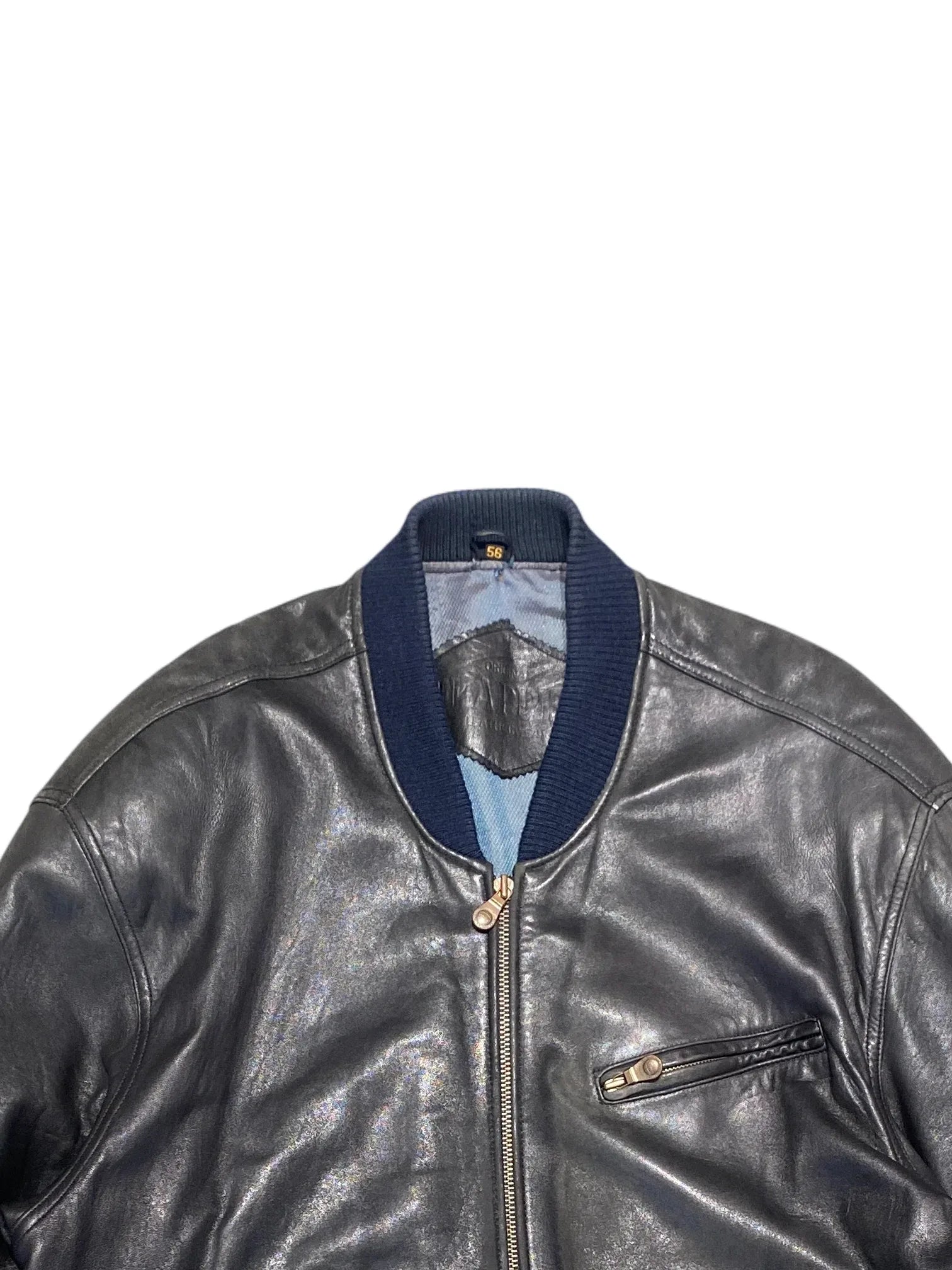 Vintage Leather Bomber Jacket 56=XL Black