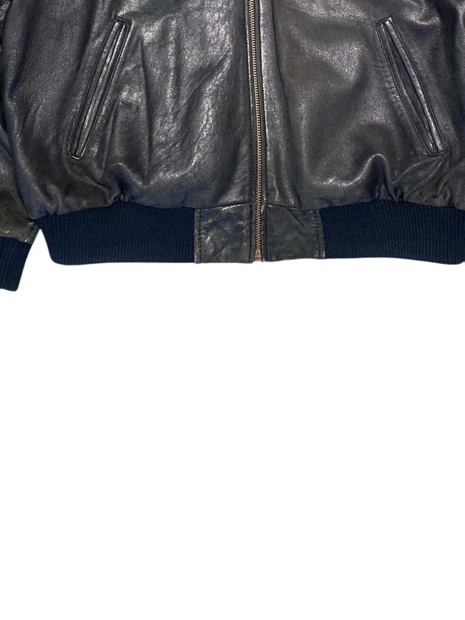 Vintage Leather Bomber Jacket 56=XL Black