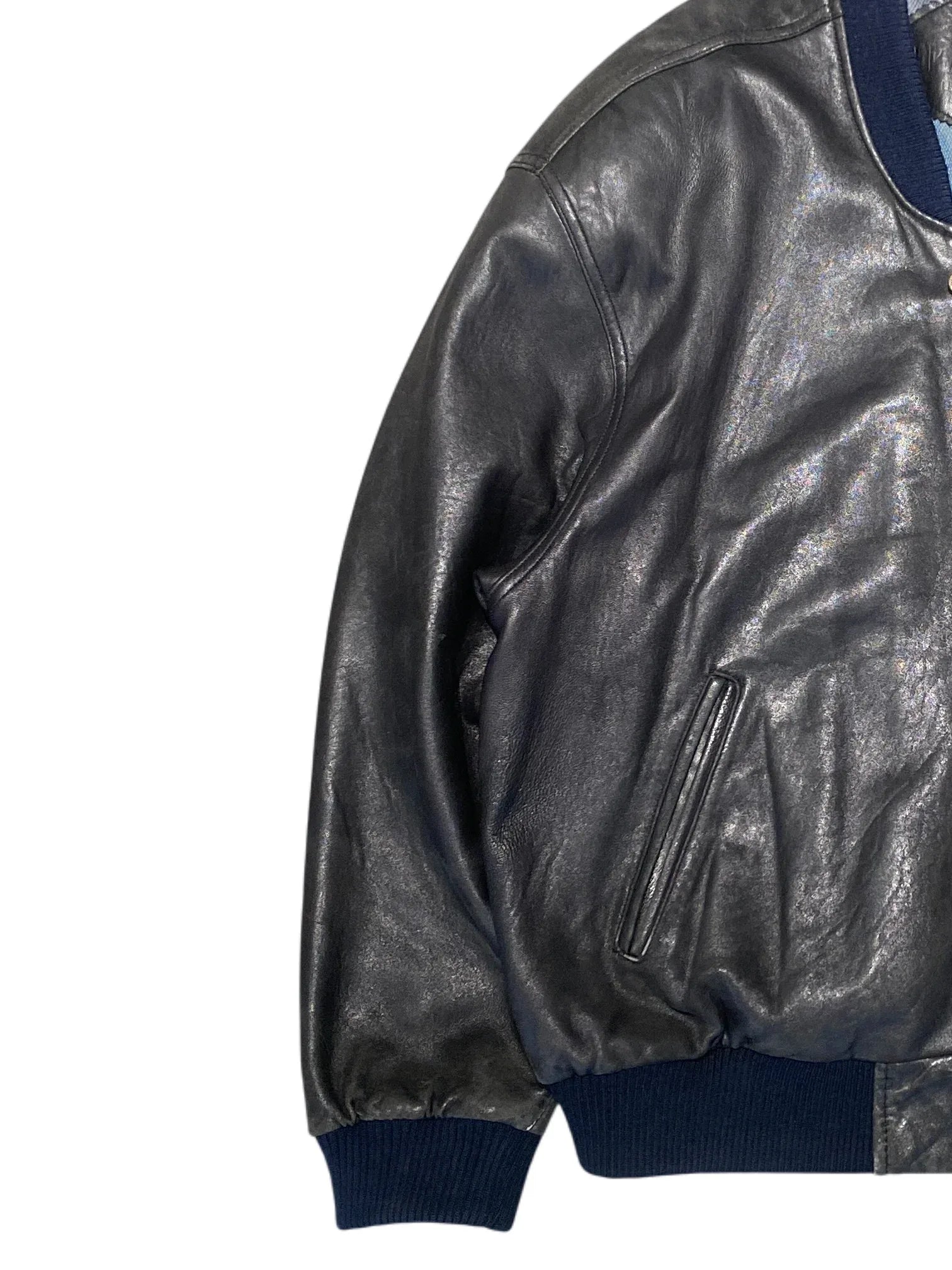 Vintage Leather Bomber Jacket 56=XL Black