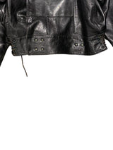 Swedish Military 1950´s Leather Biker Jacket 50=L Black